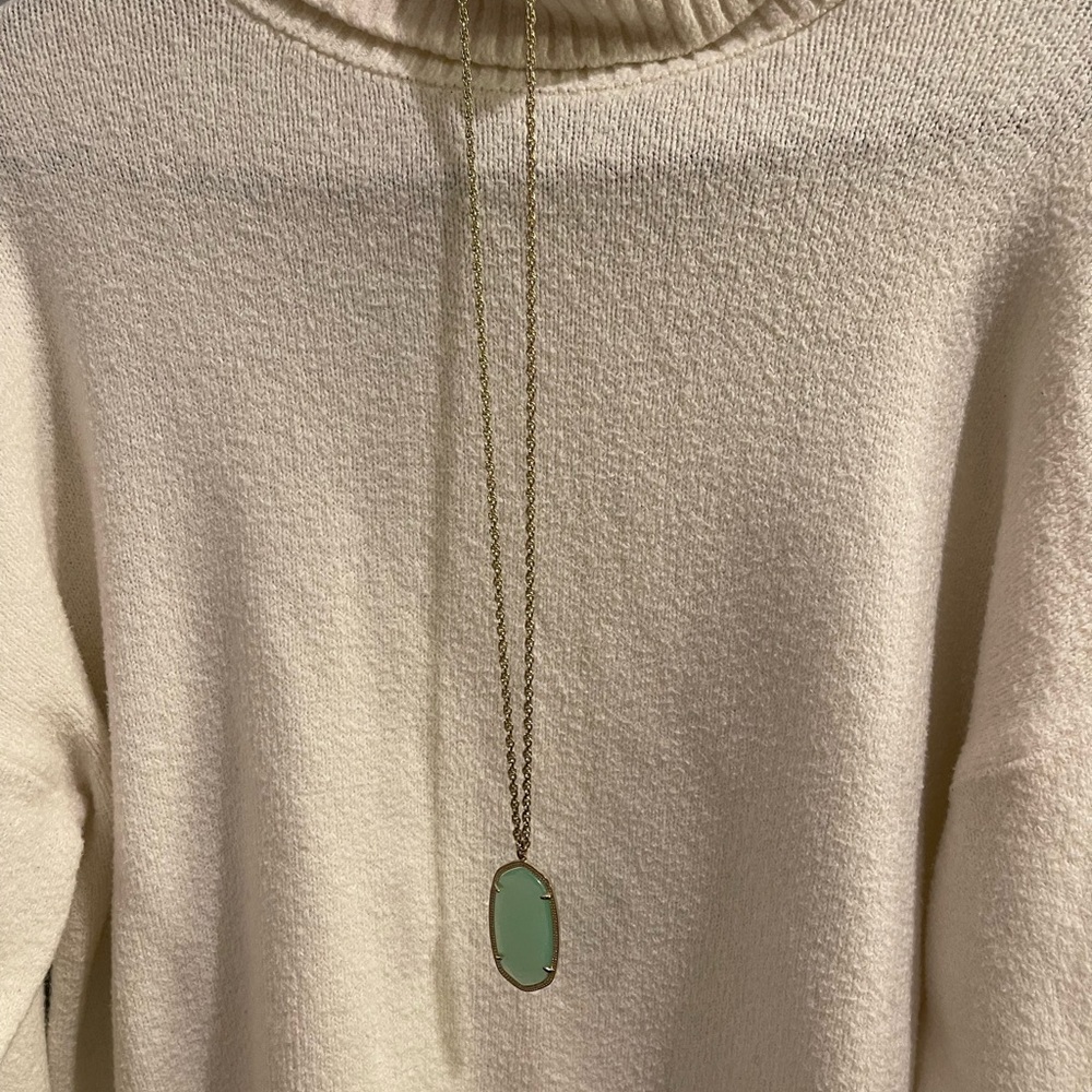 Kendra Scott Gold Necklace with Green Pendant